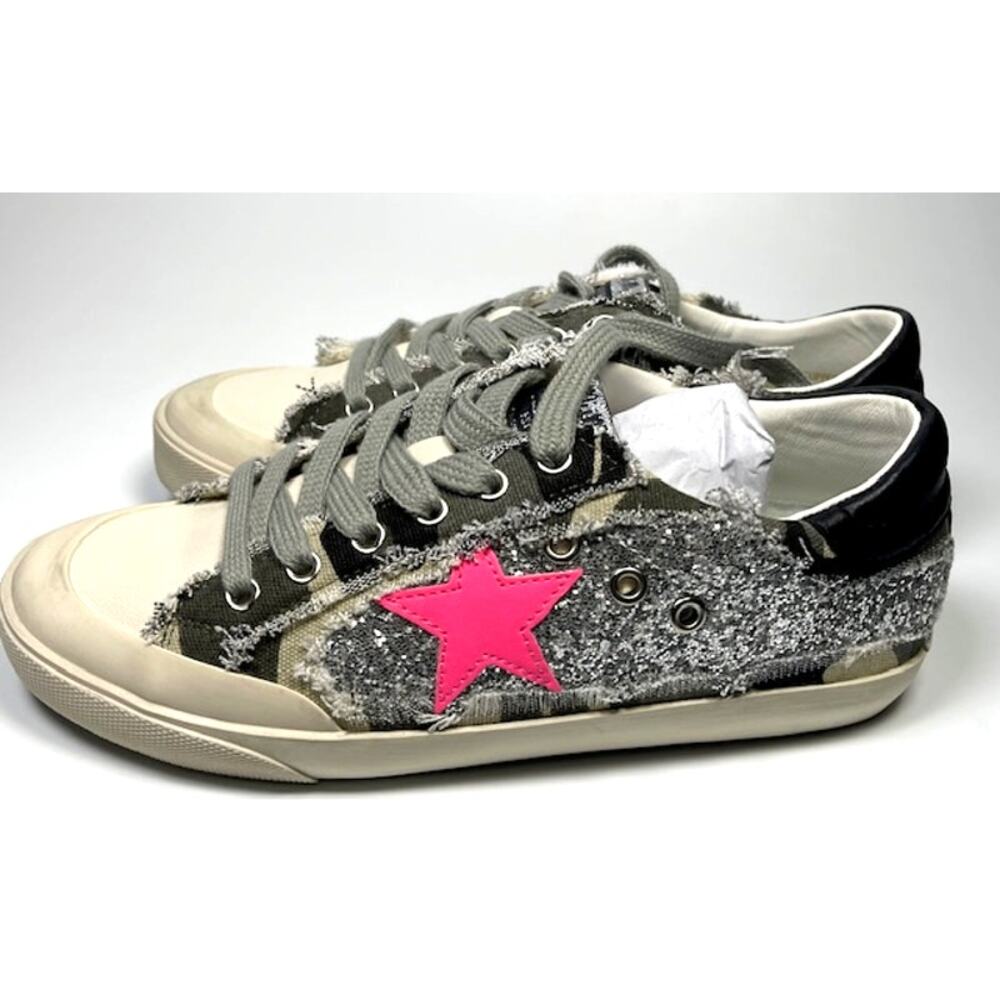 Mi.iM Grande Rubber Sole Lace-up Contrast Glitters Star Sneakers, Size 7.5 - Picture 2 of 14